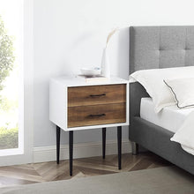 Load image into Gallery viewer, Mission White and Rustic Oak Two-Drawer Tapered Leg Nightstand