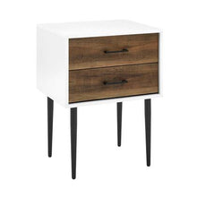 Load image into Gallery viewer, Mission White and Rustic Oak Two-Drawer Tapered Leg Nightstand