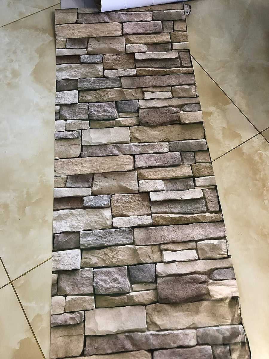 Yancorp 24"x 195" Peel and Stick Stone Brick Wallpaper West Tech Shipping