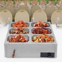 Load image into Gallery viewer, 6-Pan Commercial Stainless Steel Electric Food Warmer
