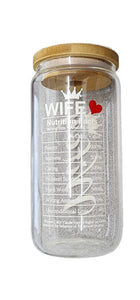 Wifey Customized Glass Cup with Metal Straw