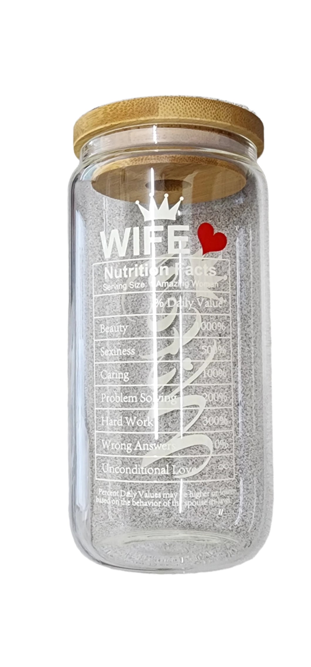 Wifey Customized Glass Cup with Metal Straw