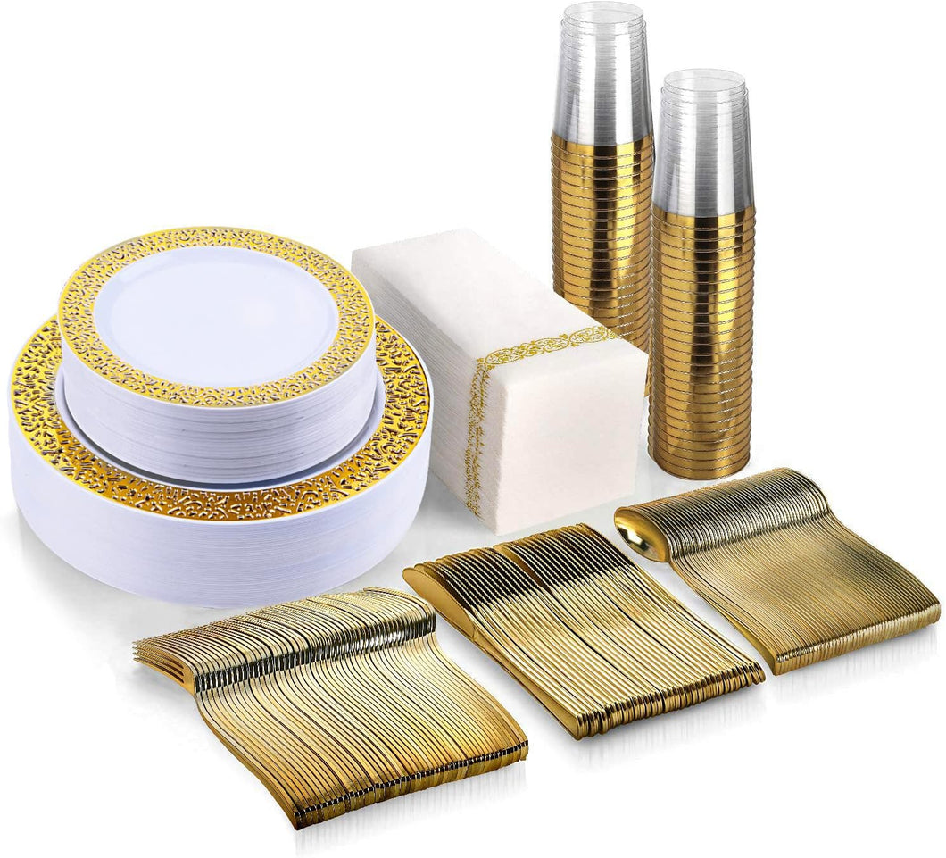 350 Piece Gold Dinnerware Set