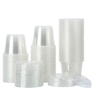 5.5oz Clear Plastic Portion Cups with Lids 200 Count