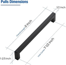 Load image into Gallery viewer, OY DECOR 10 Pack Cabinet Handles, Black Cabinet Pulls, 7-1/2 Inch Kitchen Closet Handles Square Drawer Pulls Stainless Steel Drawer Hardware, 192mm Hole Centers
