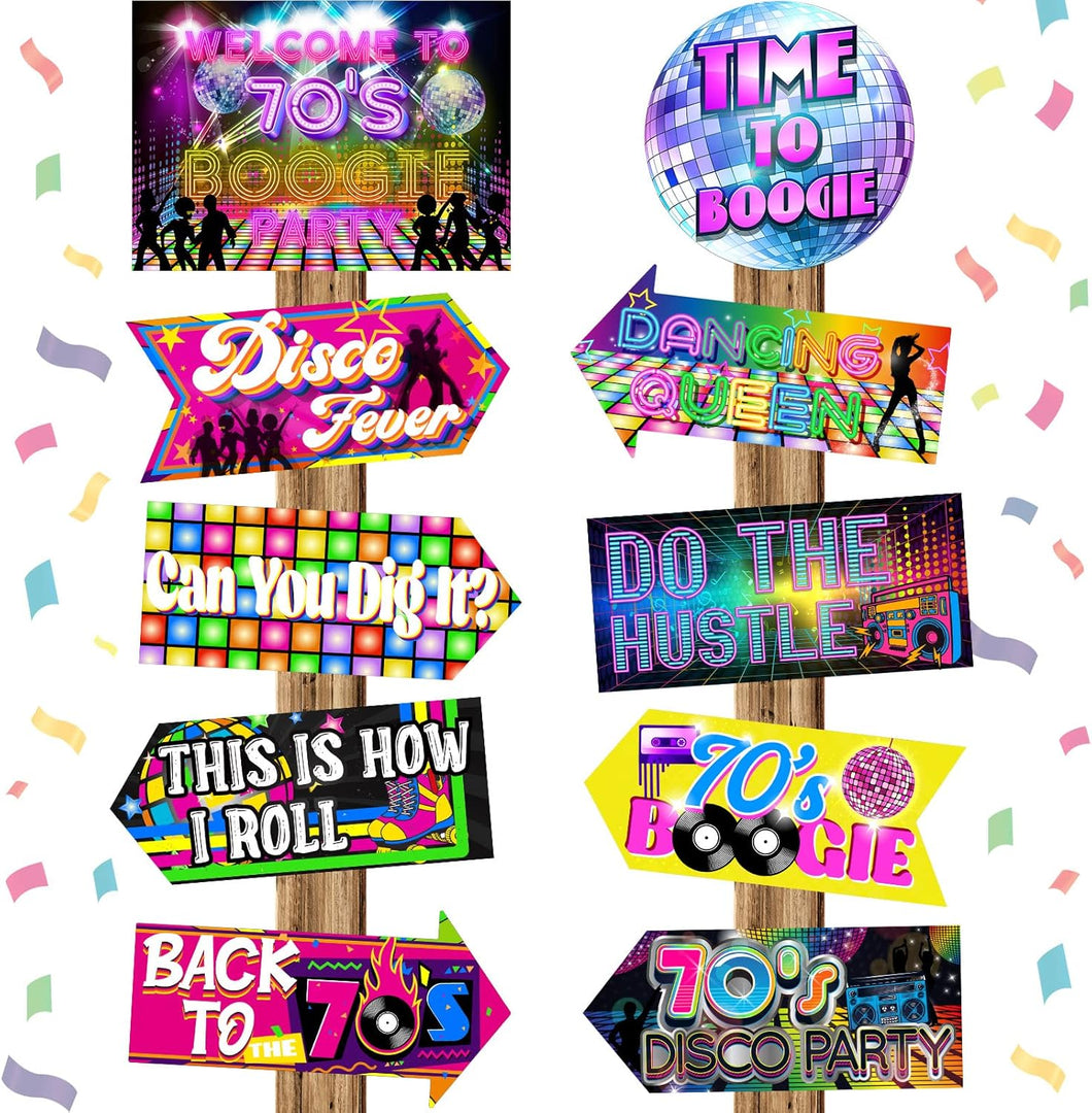 20 Pieces 70s Party Signs