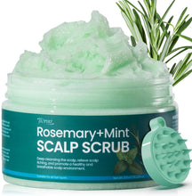 Load image into Gallery viewer, Rosemary Mint Scalp Scrub: 2-in-1 Scalp Treatment with Mint Oil Hair Treatment to Clarify and Remove Build Up with Silicone Scalp Massager

