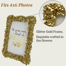 Load image into Gallery viewer, Vintage Picture Frame 4x6 Antique Golden Glitter Embossed Flowers Retro Ornate 4 x 6 Photo Frames
