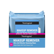 Load image into Gallery viewer, Neutrogena Makeup Remover Micellar Wipes, 2 Pack of 25 Ct
