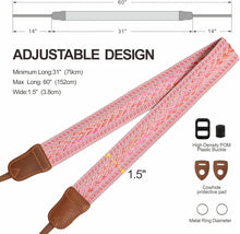 Load image into Gallery viewer, Padwa Lifestyle Speed Pink Camera Strap - 1.5" Soft Cotton Rope Weave Crazy Horse Cowhide Head Camera Straps for Photographer
