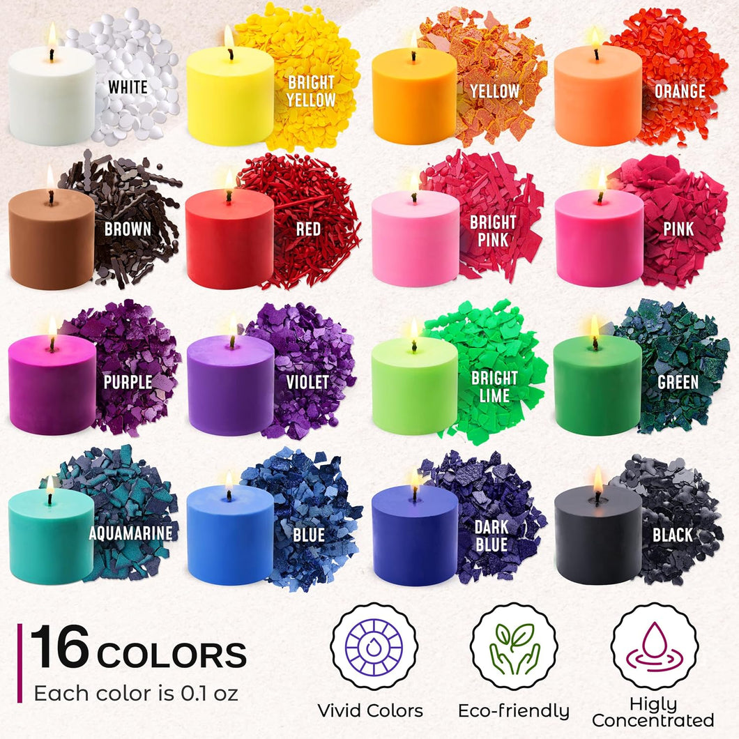 Candle Wax Dye for Soy Candle Making - 16 Popular Candle Dye Coloring ...