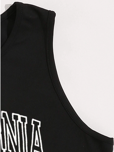Letter Graphic Crop Tank Top