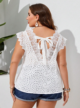 Load image into Gallery viewer, VCAY Plus Tie Back Embroidery Mesh Blouse
