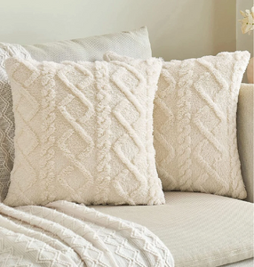 Geometric Tufted Cushion Cover Without Filler, Beige Throw Pillow Case