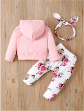 Load image into Gallery viewer, SHEIN Kids Charming Toddler Girl Floral Print Hoodie With Pants &amp; Headband
