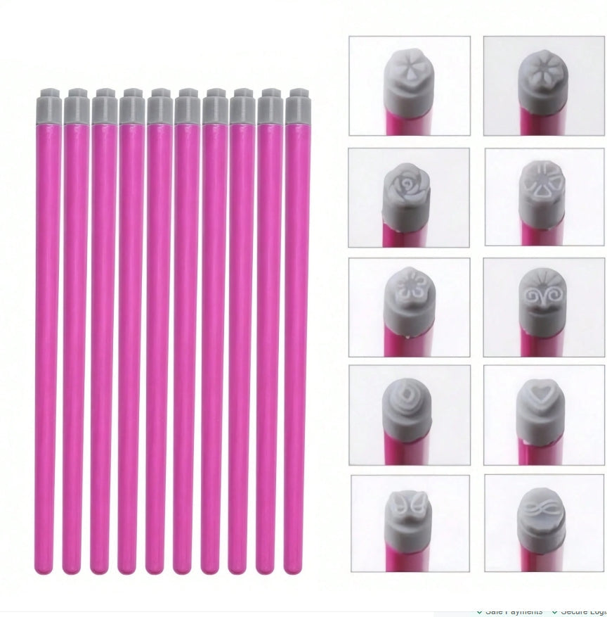 Silicone Nail Art Stamp Pen Set 10 Pcs