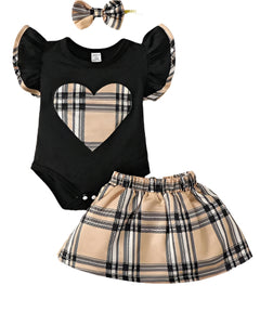 Baby Girl Plaid Print Ruffle Trim Bodysuit & Skirt (6-9M)