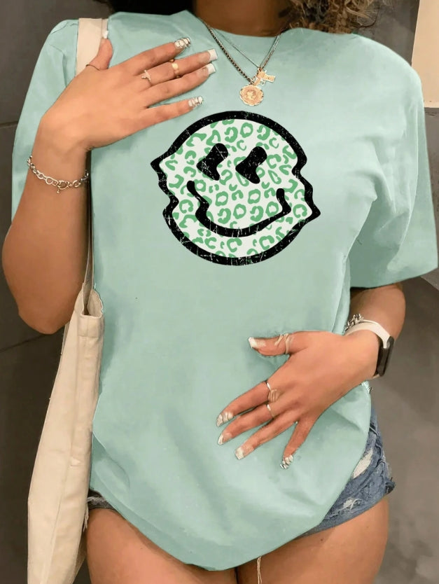 Women's Leopard Print Face Pattern T Shirt (Small)