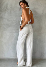 Load image into Gallery viewer, Sleeveless Wrap Top with Tie Neck and Low Waist Wide Leg Pants (Small)
