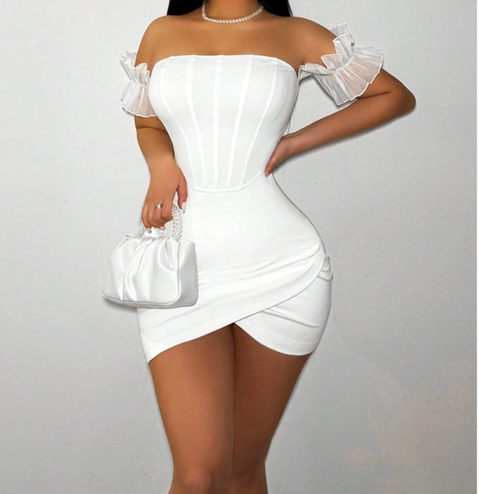 Hem Off-Shoulder Mini Dress (XS)