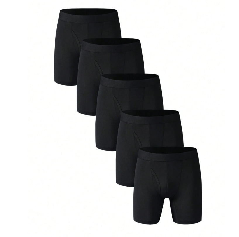 5pcs Solid Color Men's Open-Front Boxers (M)