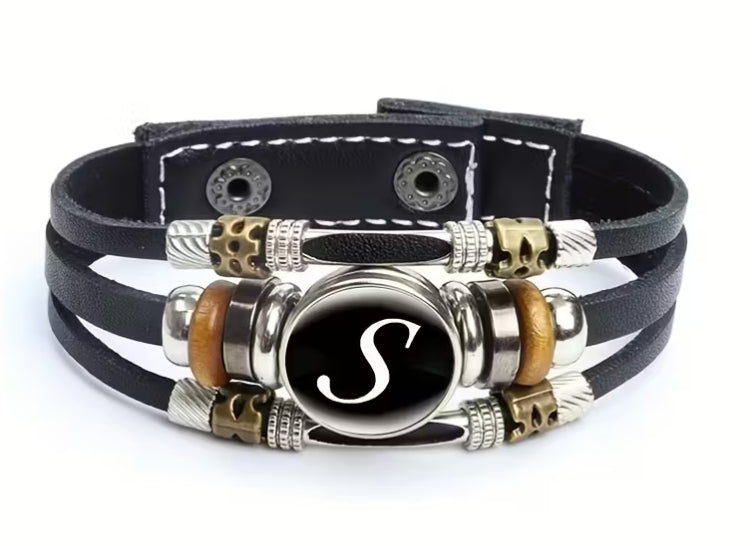Artistic Letter Leather Bracelet