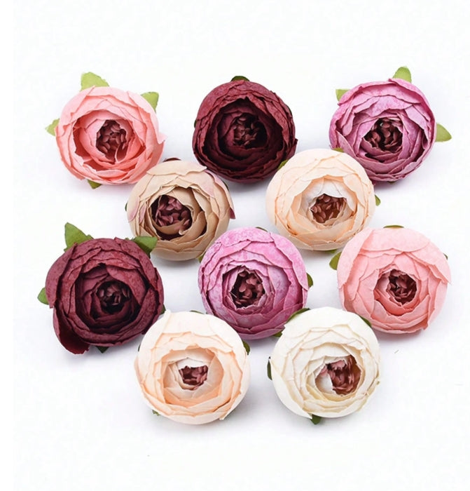 Artificial Flowers Rose Head and Bud 10 Pcs