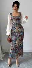 Load image into Gallery viewer, Multi-Color Patchwork Print Bodycon Long Sleeve Dress (XL)
