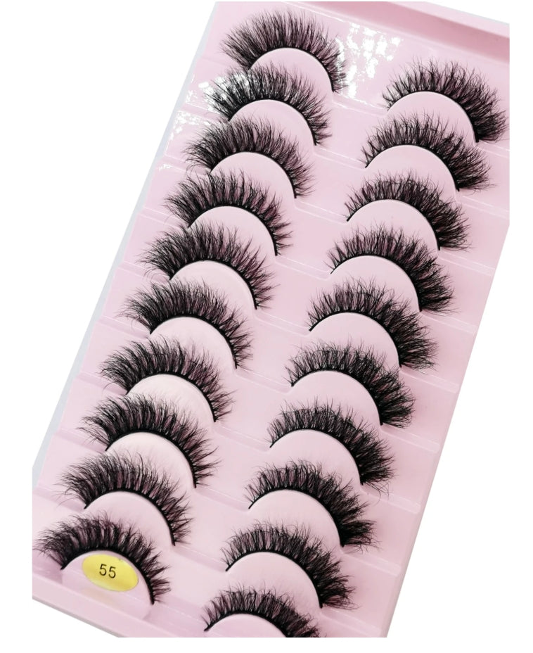 3D Thick Curly Artificial Mink Eyelashes 10 Pairs