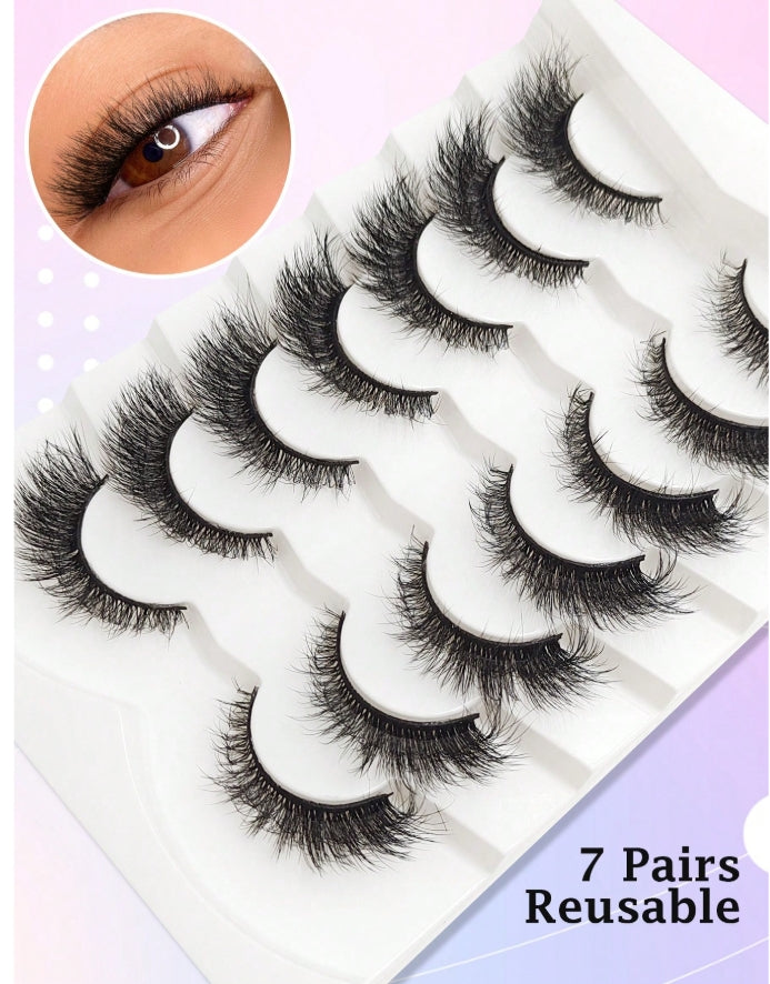 7 Pairs Cat-Eye Faux Mink Eyelashes