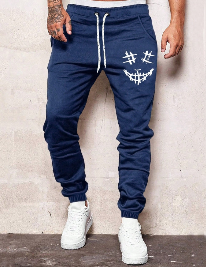 Men Cartoon Graphic Drawstring Waist Sweatpants (S)