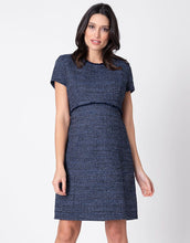 Load image into Gallery viewer, SERAPHINE Navy Blue Bouclé Maternity Shift Dress Size: 4
