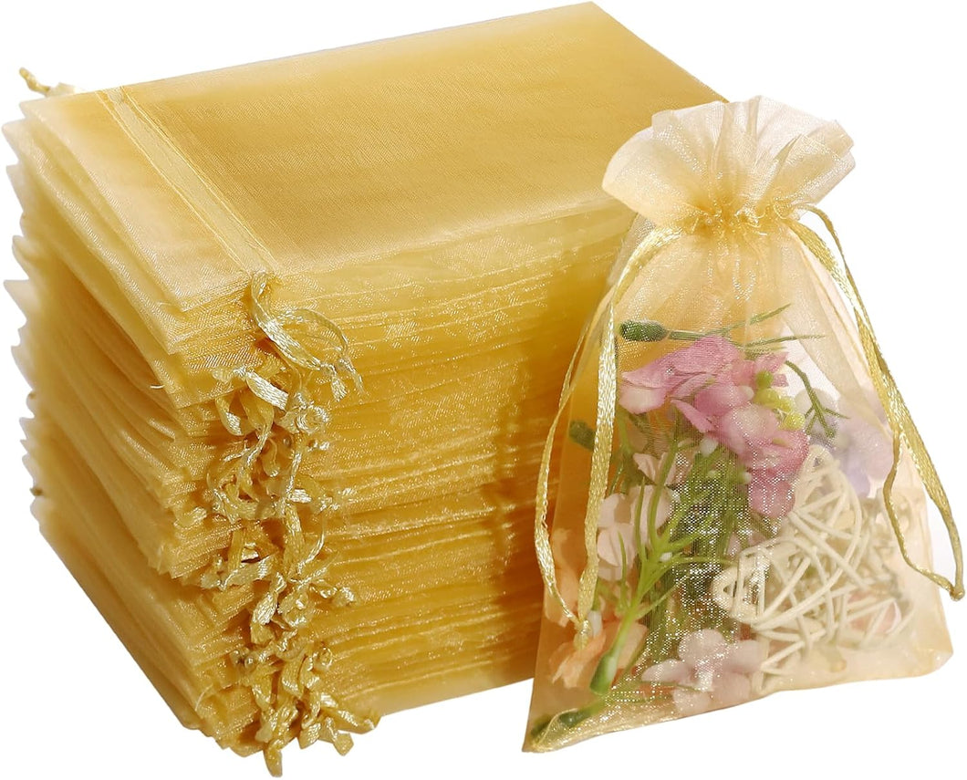 100pcs Gold Mesh Favor Bags 4x6 inch
