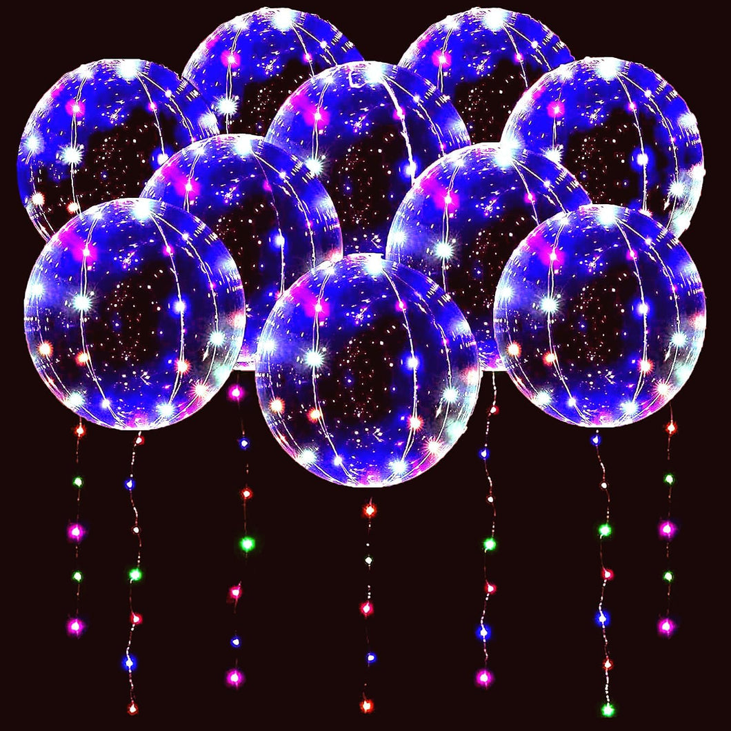 10 PACKS,20 Inches Light Up Balloons Helium Style Colorful