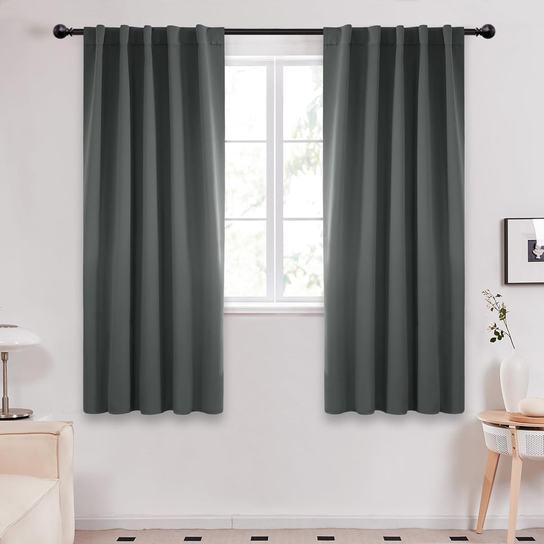 2 Panel Room-Darkening Drapes Grey 52x63cm