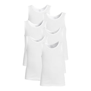 Wonder Nation Toddler Boys White Tank Top Undershirt, 6-Pack, Sizes 4T-5T