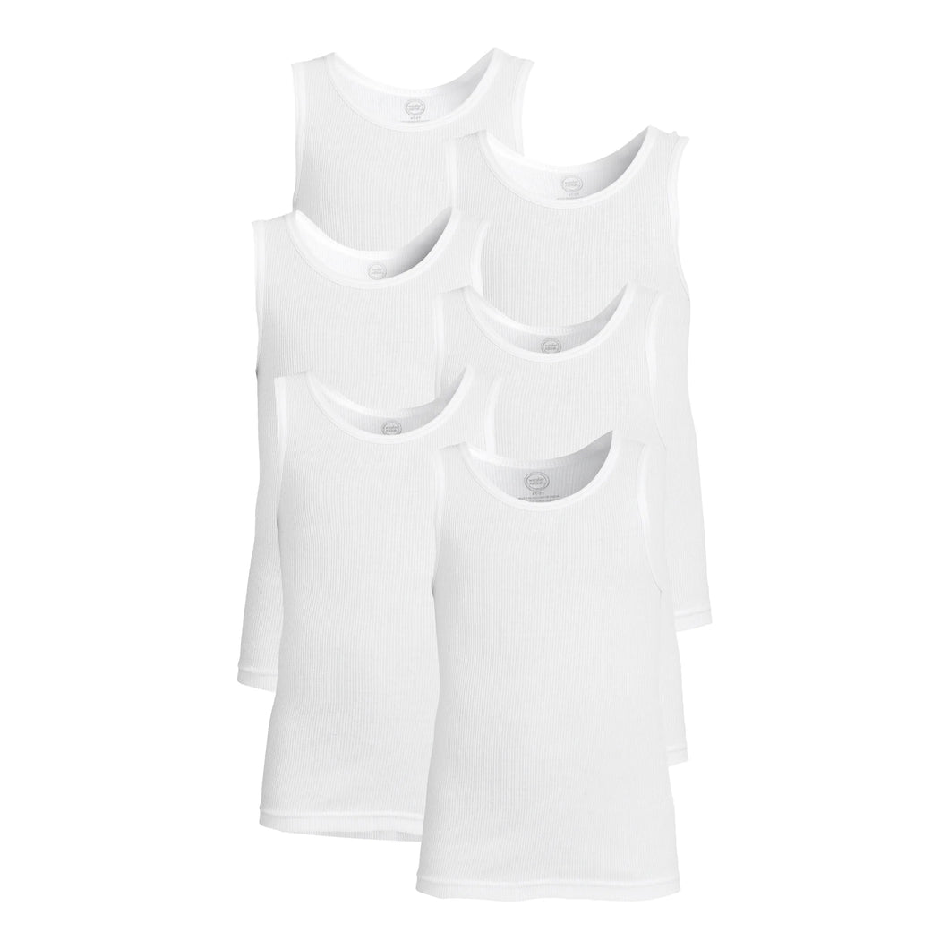 Wonder Nation Toddler Boys White Tank Top Undershirt, 6-Pack, Sizes 4T-5T