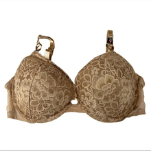 Load image into Gallery viewer, NEW Victorias Secret 38D Pushup Bra Solid Beige Floral Lace Padded Underwire
