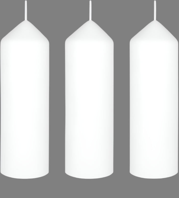 Unscented Round Dome Top White Pillar Candles 3 Pack