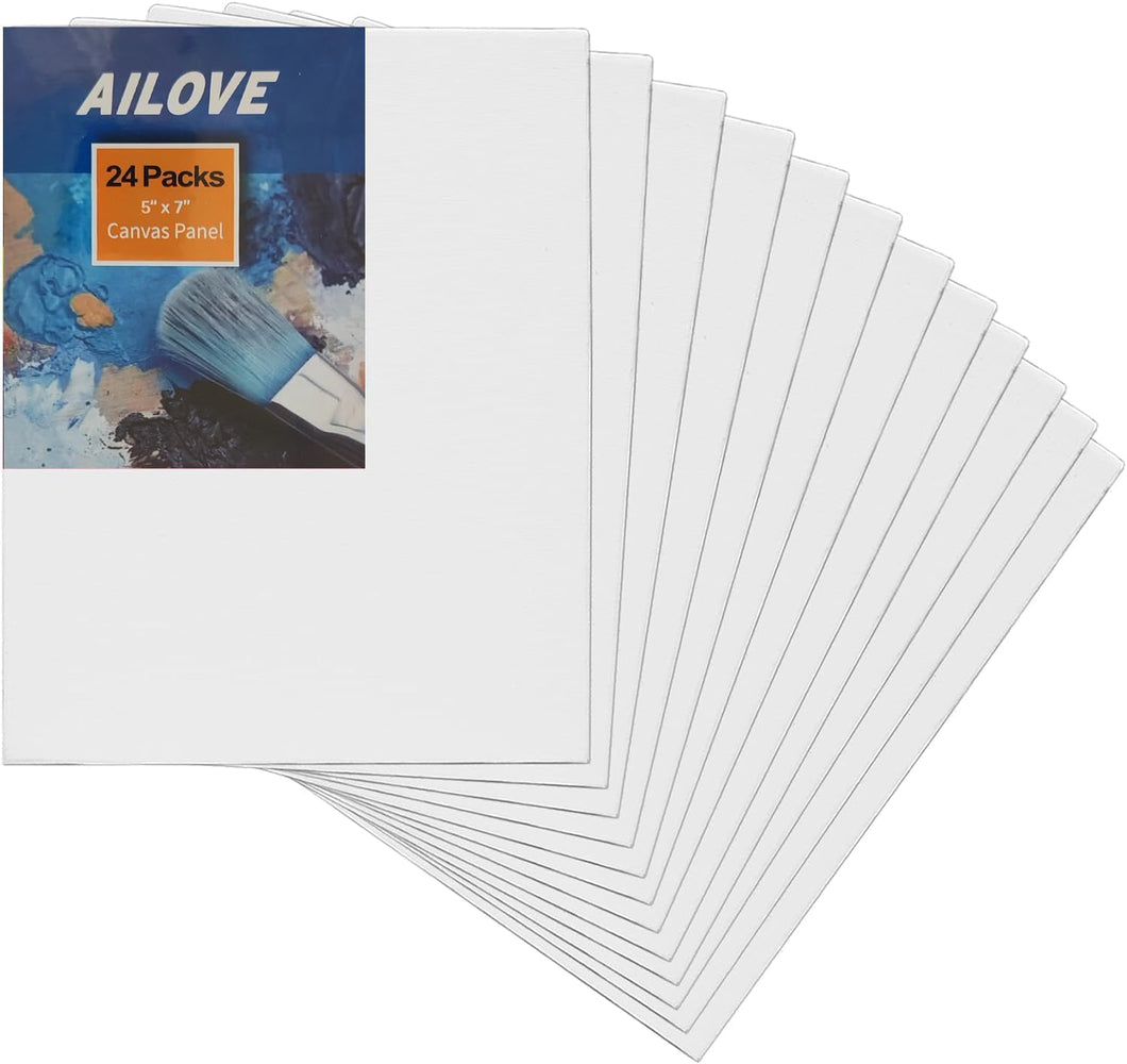 24 Pack 100% Cotton Primed Painting Canvas Panels 5x7
