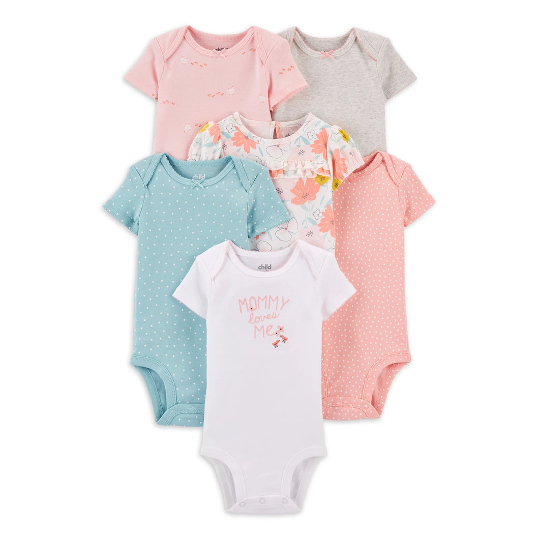 Carter S Child of Mine Baby Girl Bodysuits 6-Pack Sizes Preemie-24 Months