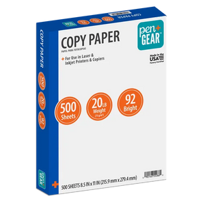 Pen + Gear Copy Paper, 8.5" x 11", 92 Bright, White, 20 lb., 1 Ream (500 Sheets)