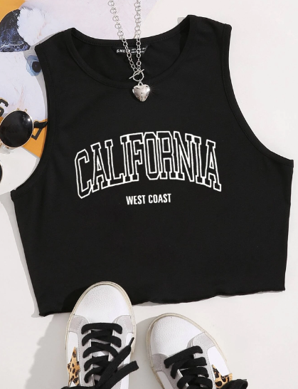 Letter Graphic Crop Tank Top