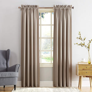 Energy Efficient Rod Pocket Curtain Single Panel Stone Beige (Pack of 1)