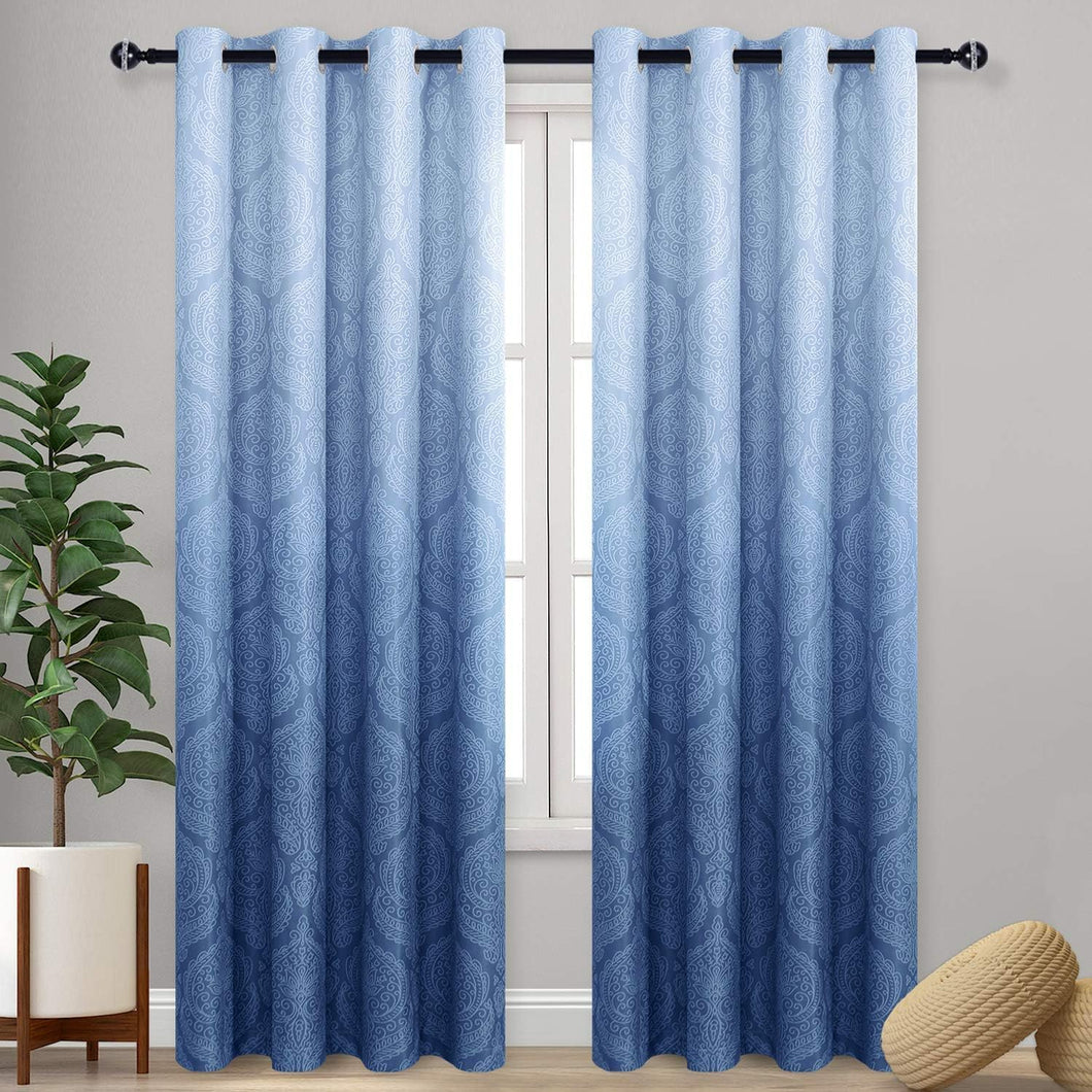 Navy Blue Room Darkening Blackout Curtains 1 Pair