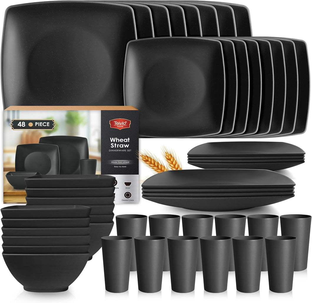 48-piece Kitchen Plastic Dinnerware Set