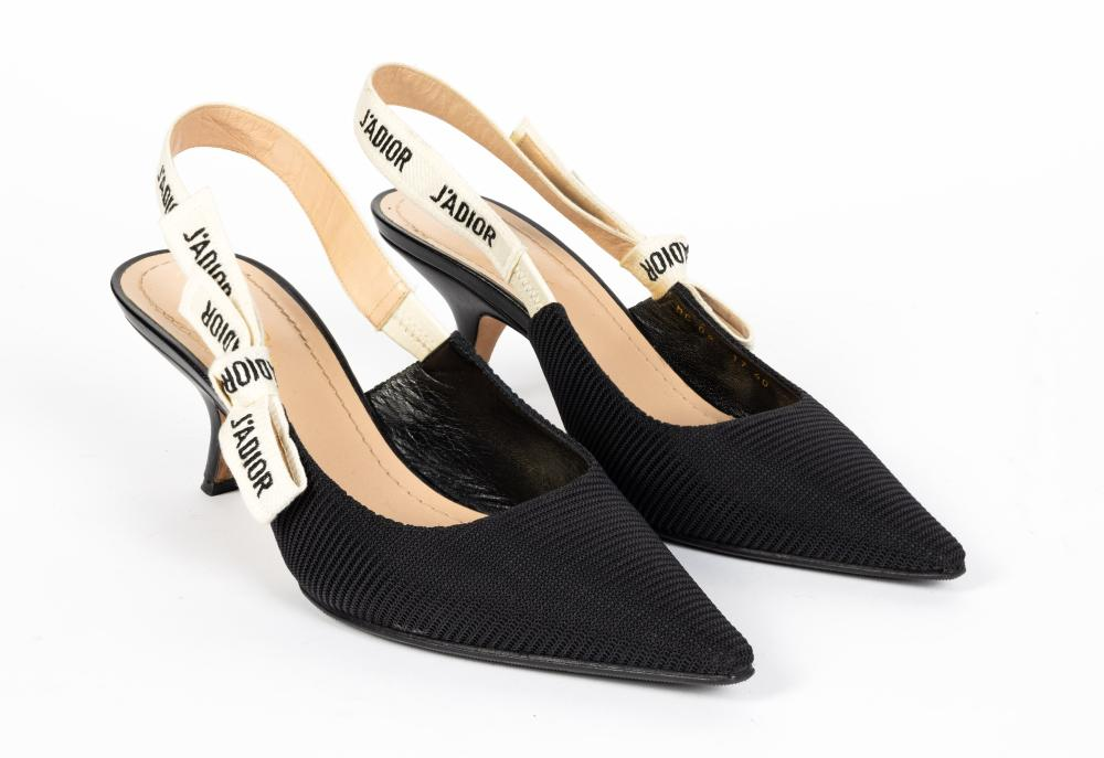Dior, J'Adior Black Fabric Slingback Pumps (40)