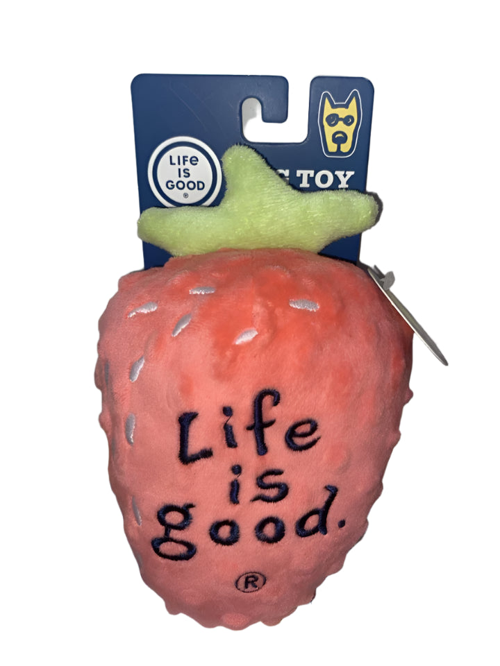 Life Is Good Dog Toy Strawberry Shape