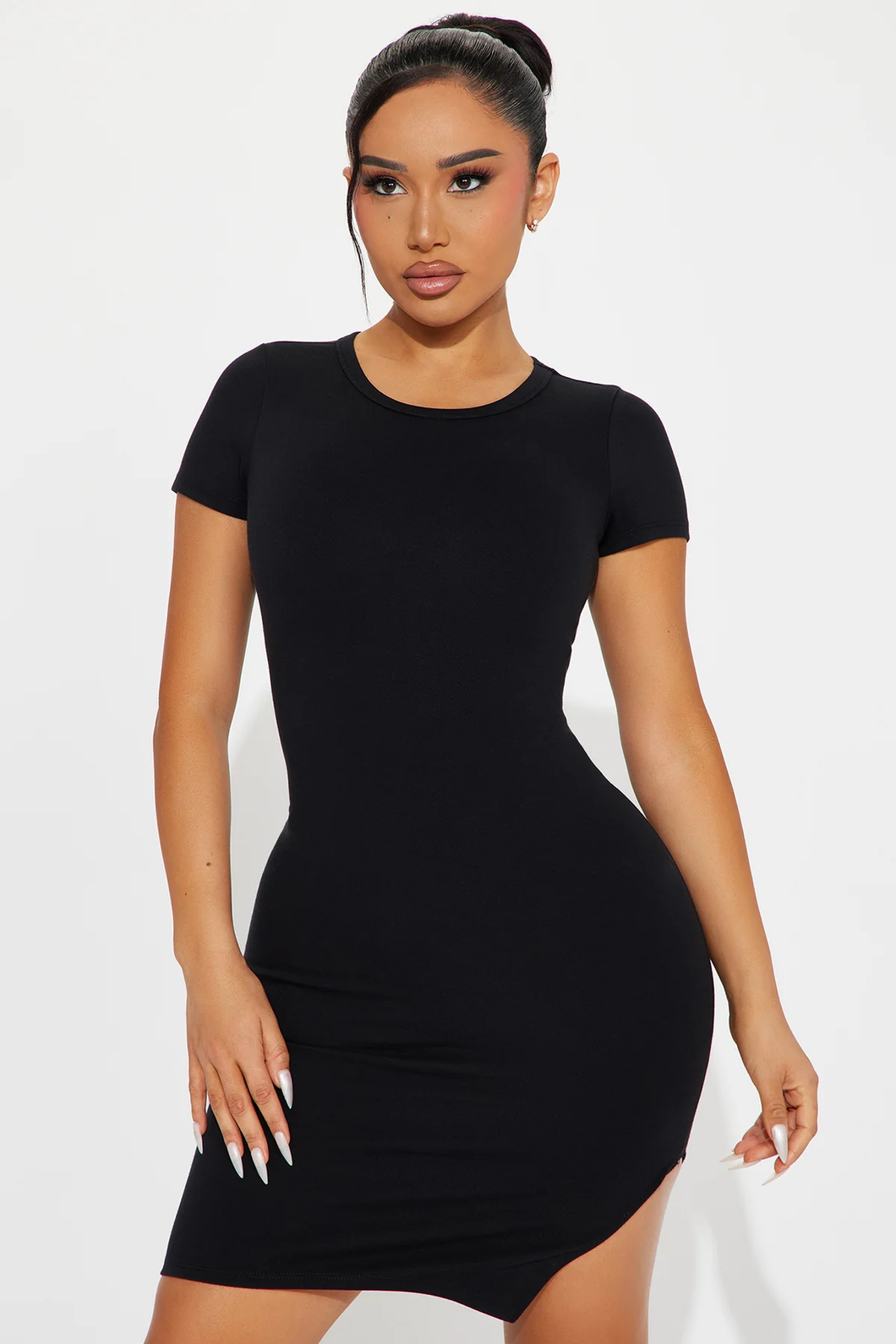 Short Sleeve Midi Dress - Black (small)