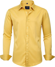 Load image into Gallery viewer, Men&#39;s Dress Shirts Long Sleeve Yellow (Large)
